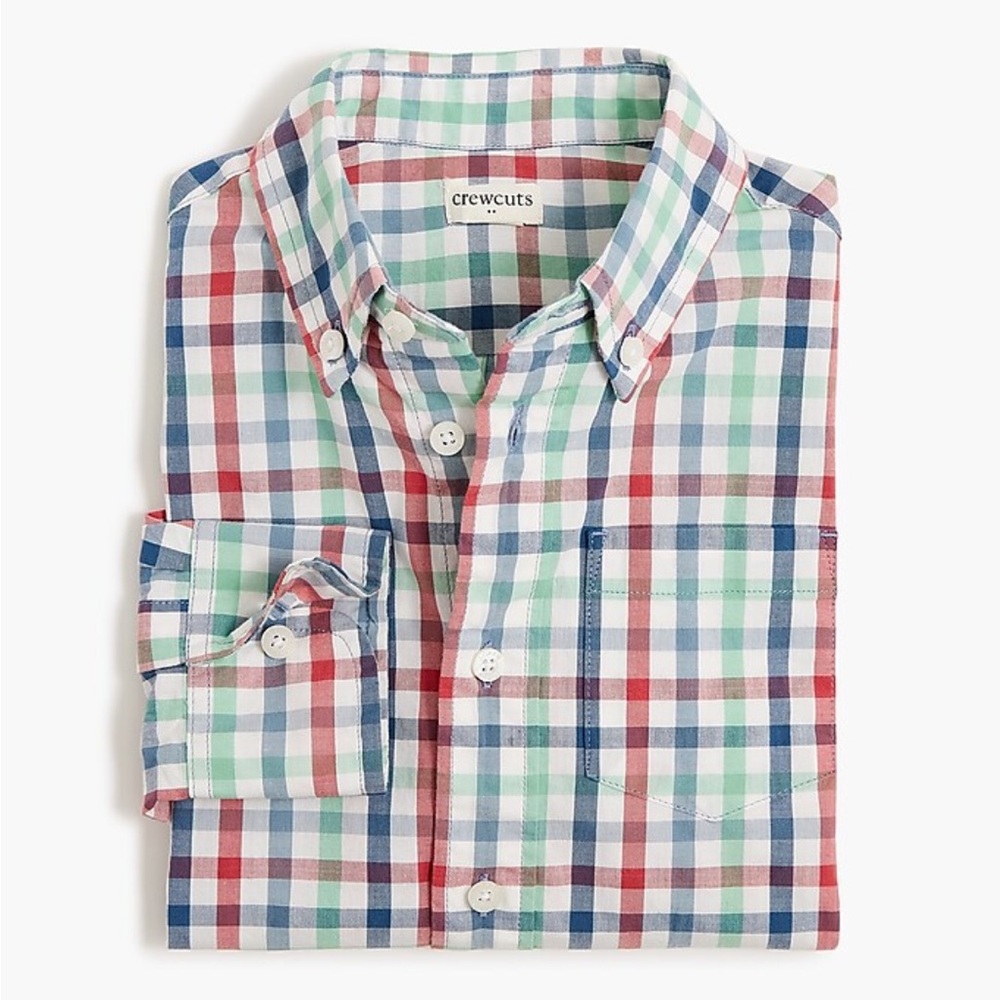 NWOT Crewcuts Oxford Button Down in Colorful Checkered Pattern, 4-5Y